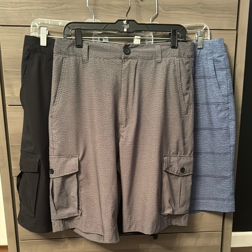 Set of 3 Men's Gray Cargo Shorts/Swim Trunks